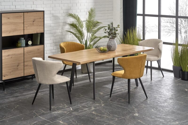 Pidentävä ruokapöytä DICKSON 2, luonnollinen / musta