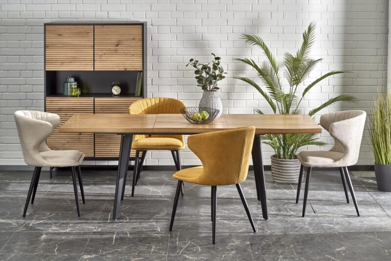 Pidentävä ruokapöytä DICKSON 2, luonnollinen / musta