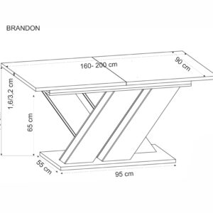 Pidentävä Ruokapöytä BRANTOR, wotan tammi / musta