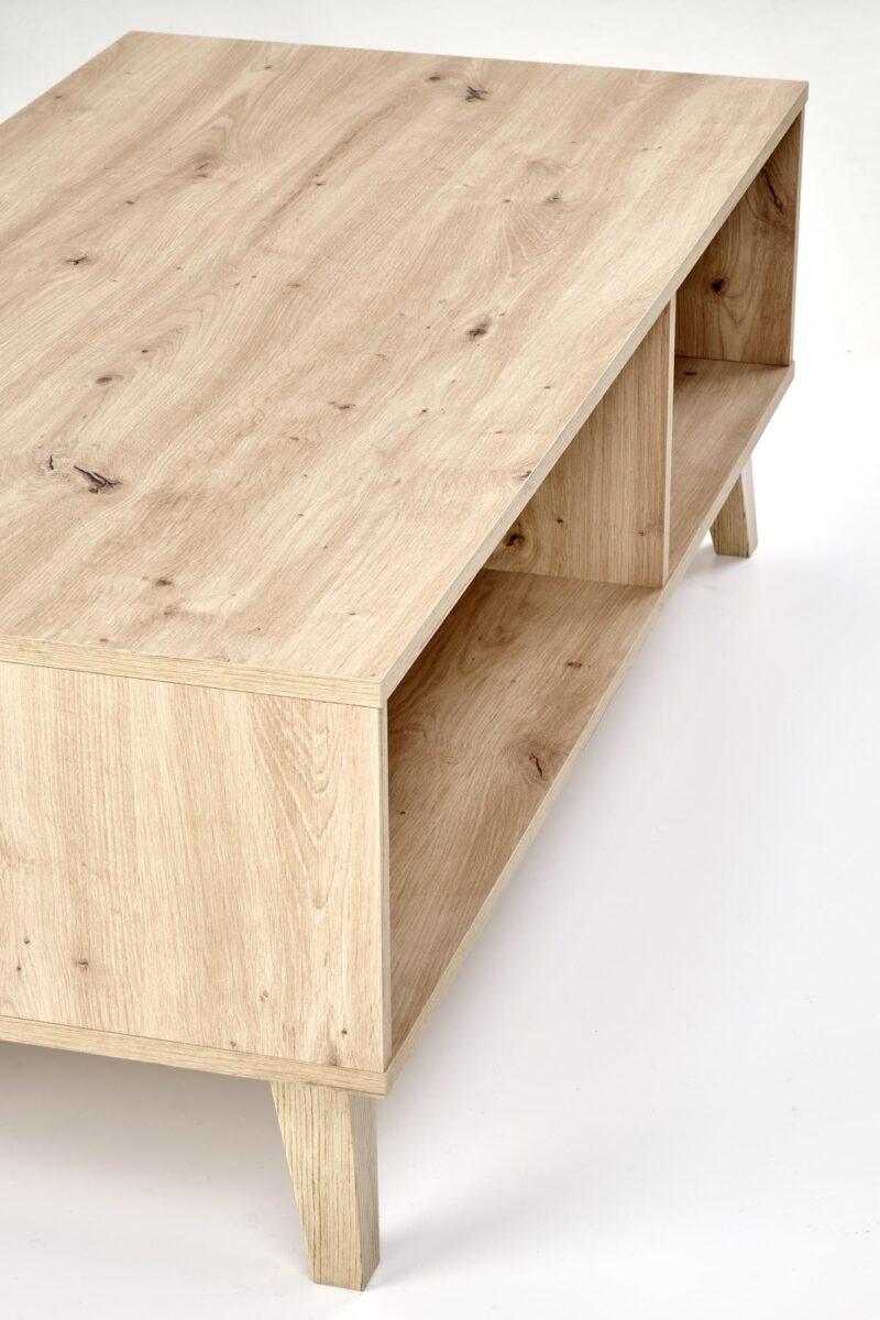 Kahvilapöytä BORLENA LAW-1, tammi / musta