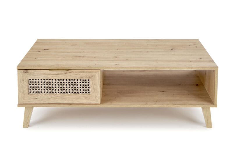 Kahvilapöytä BORLENA LAW-1, tammi / musta