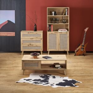 Televisiopöytä BORLENA RTV-1, tammi / musta