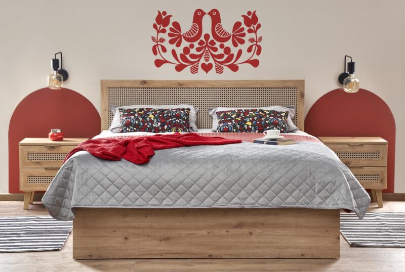 Sänky BORLENA LOZ-160x200, tammi / musta