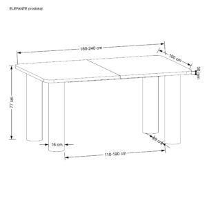 Ruokapöytä ELEFANT 2, luonnon tammi