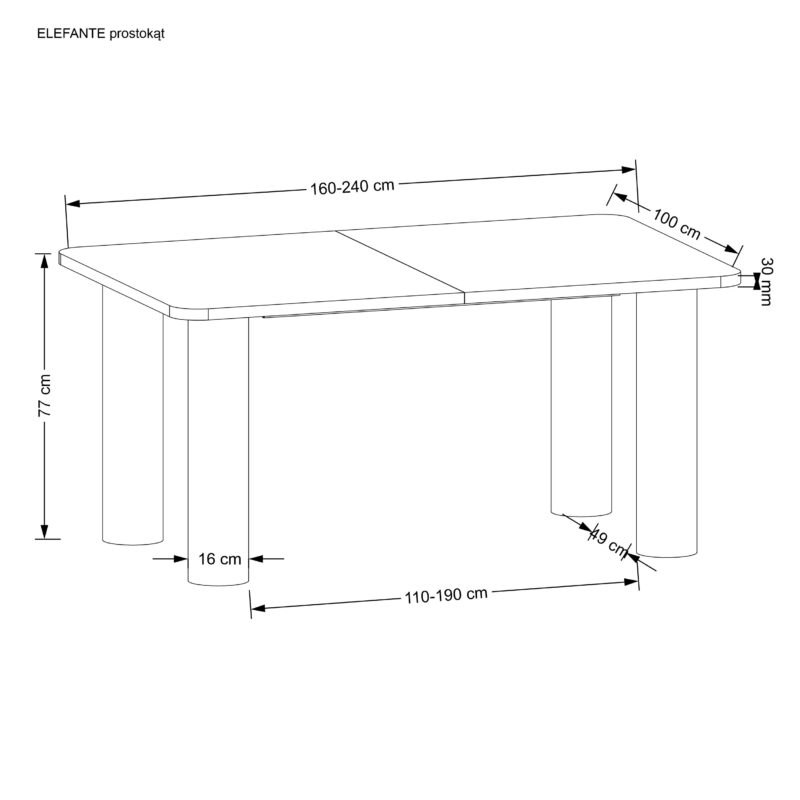 Ruokapöytä ELEFANT 2, luonnon tammi