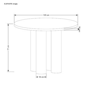 Pyöreä ruokapöytä ELEFANT, luonnollinen tammi