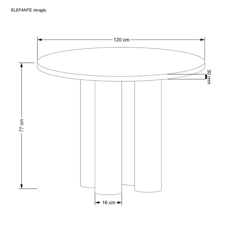 Pyöreä ruokapöytä ELEFANT, luonnollinen tammi