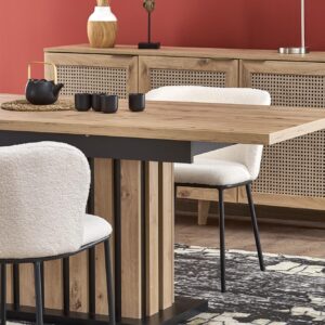 Pidentävä ruokapöytä LAMERON, tammi / musta