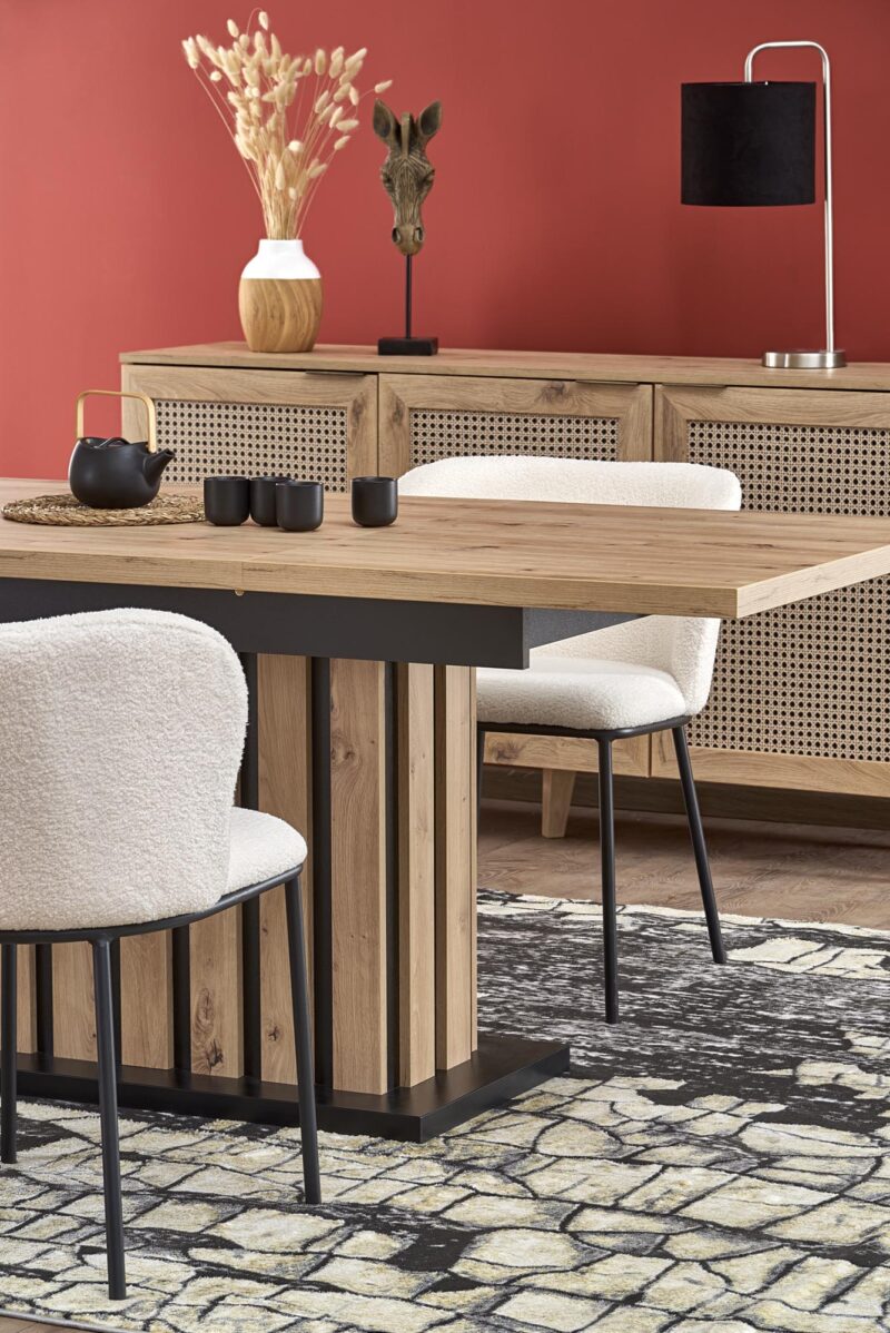 Pidentävä ruokapöytä LAMERON, tammi / musta