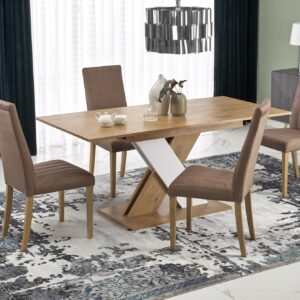 Pidennettävä ruokapöytä XARELO tammen jäljitelmä/ valkoinen