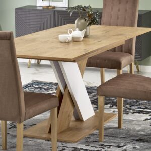 Pidennettävä ruokapöytä XARELO tammen jäljitelmä/ valkoinen