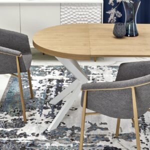 Laajennettava ruokapöytä PERONA, kultainen tammi / valkoinen