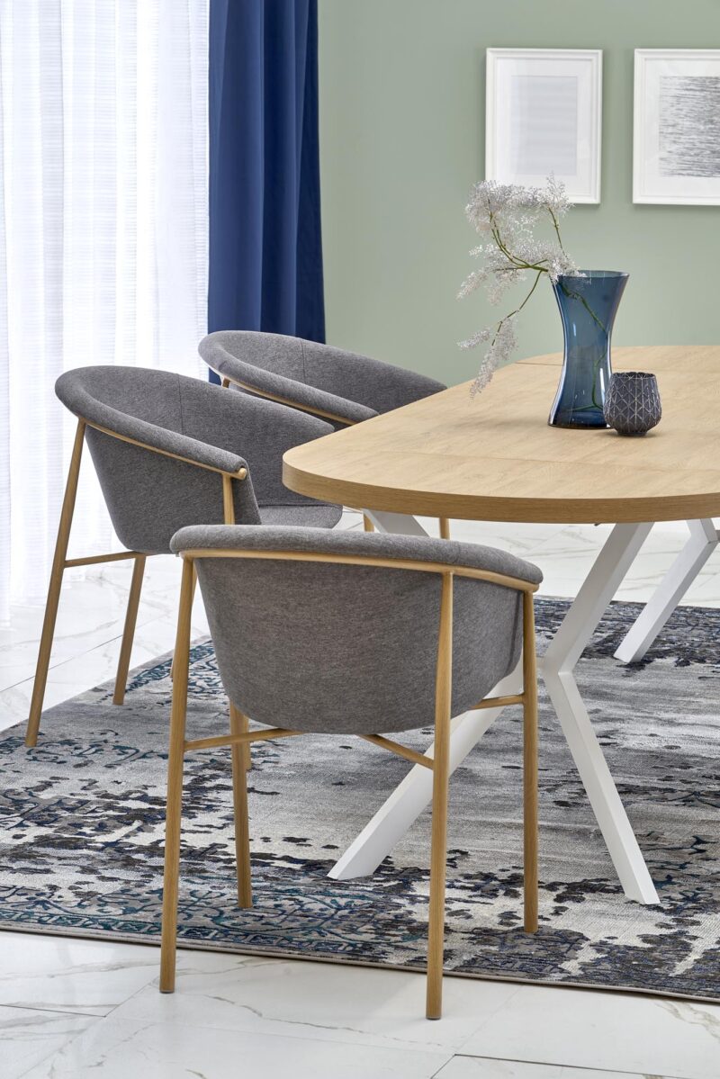 Laajennettava ruokapöytä PERONA, kultainen tammi / valkoinen