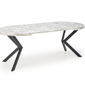 Säädettävä ruokapöytä PERLON, valkoinen marmor / musta