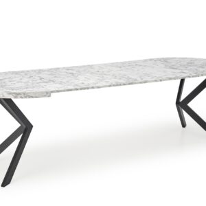 Säädettävä ruokapöytä PERLON, valkoinen marmor / musta