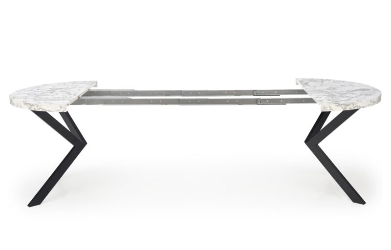 Säädettävä ruokapöytä PERLON, valkoinen marmor / musta