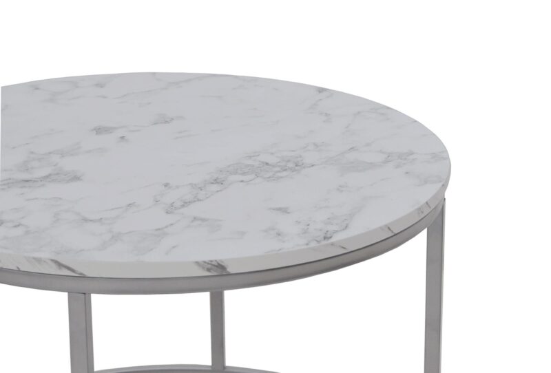 Kahvilapöytäsetti PAOLEN 2, marmori / hopea