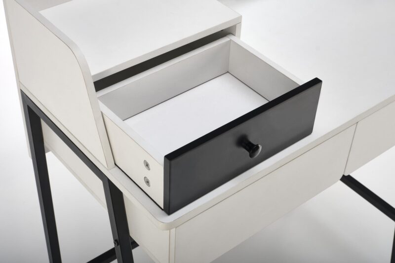 Meikkipöytä AGNORA, valkoinen / musta