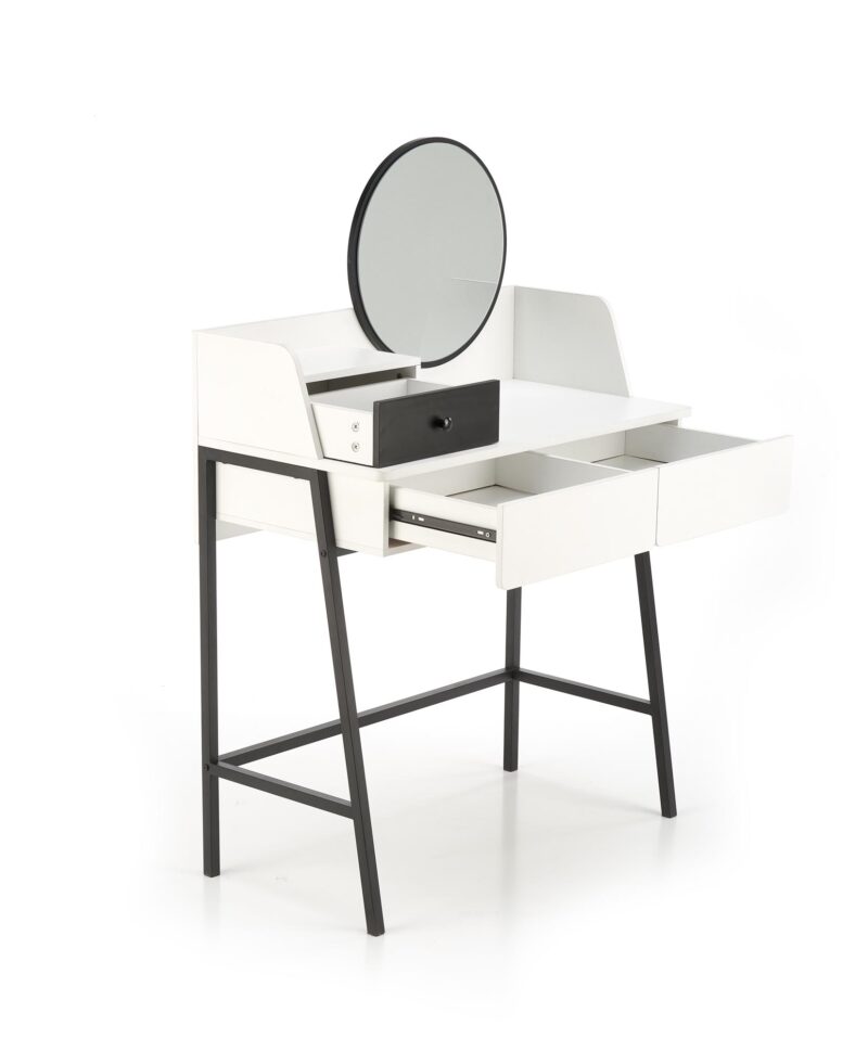 Meikkipöytä AGNORA, valkoinen / musta