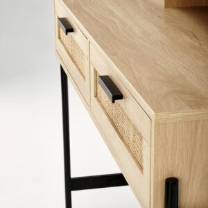 Meikkipöytä CALANTO, luonnollinen / musta