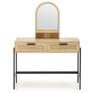 Meikkipöytä CALANTO, luonnollinen / musta