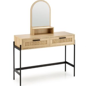 Meikkipöytä CALANTO, luonnollinen / musta