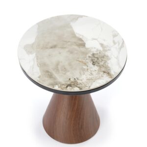 Kahvilatabletti GENESIS S, valkoinen marmori / pähkinä / kulta