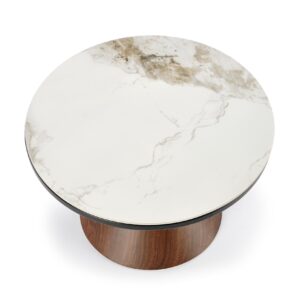 Kahvitabletti GENESIS, valkoinen marmori / pähkinä / kultaa