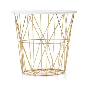 Kahvilapöytä HARISSA, kultainen / valkoinen marmori