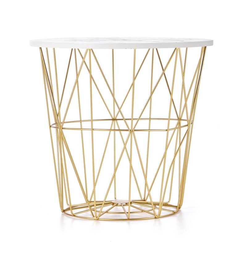 Kahvilapöytä HARISSA, kultainen / valkoinen marmori
