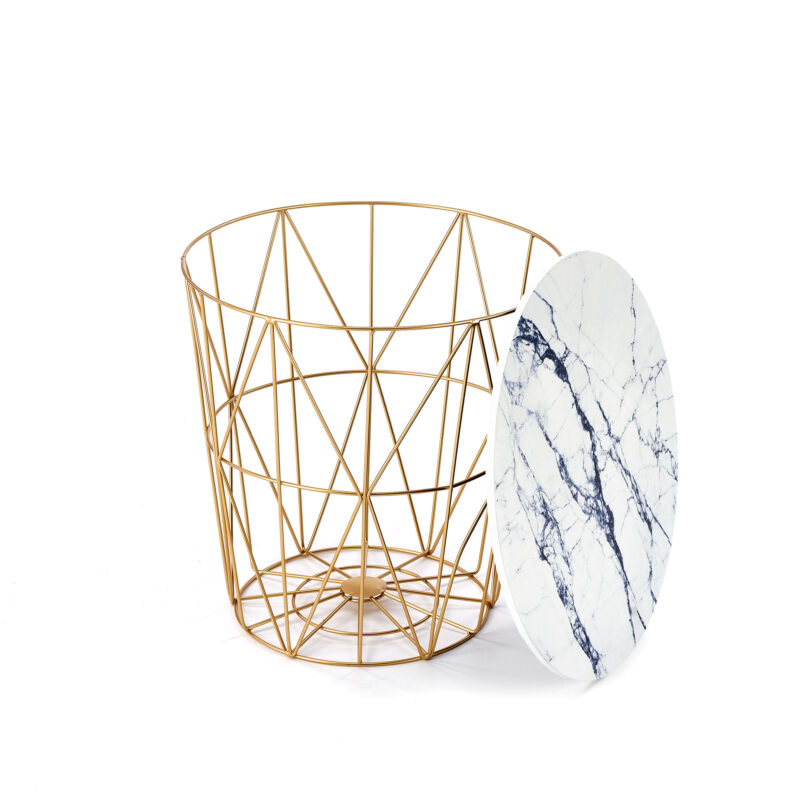 Kahvilapöytä HARISSA, kultainen / valkoinen marmori