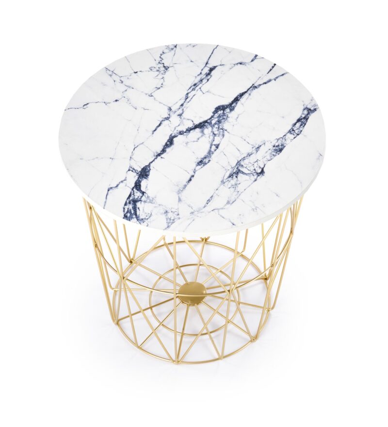 Kahvilapöytä HARISSA, kultainen / valkoinen marmori