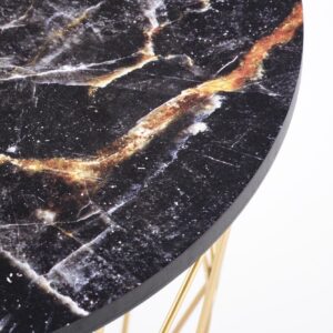 Kahvilapöytä MARIKA, kultainen / musta marmori