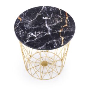 Kahvilapöytä MARIKA, kultainen / musta marmori