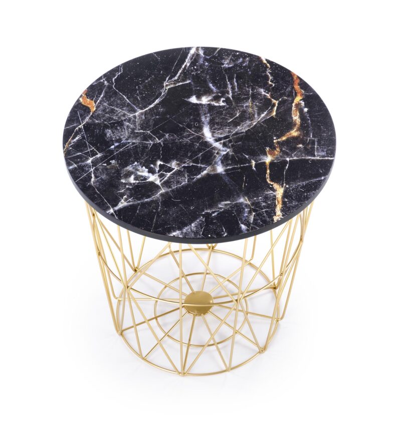 Kahvilapöytä MARIKA, kultainen / musta marmori