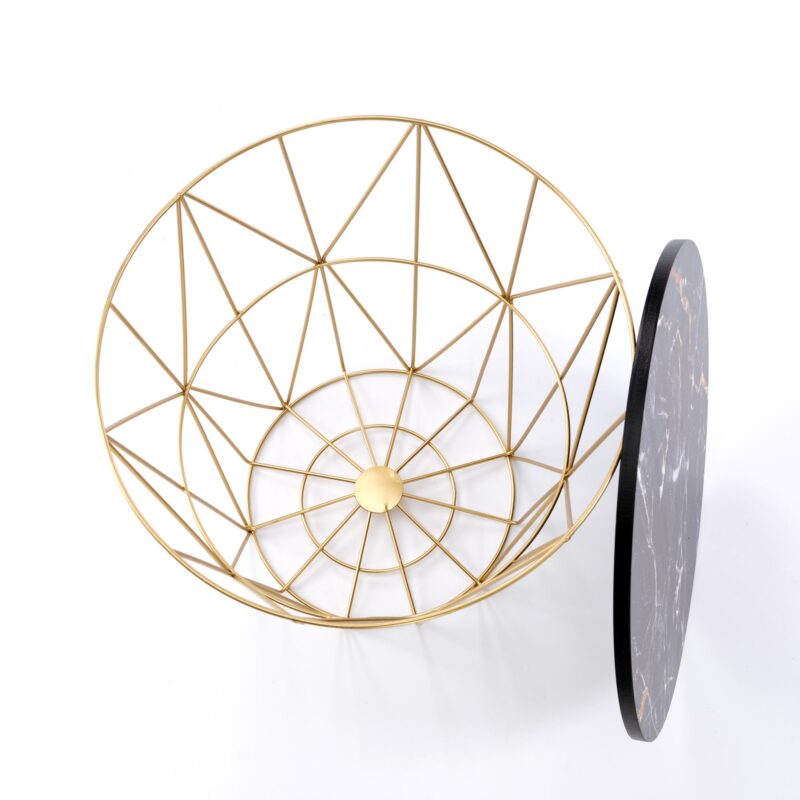 Kahvilapöytä MARIKA, kultainen / musta marmori