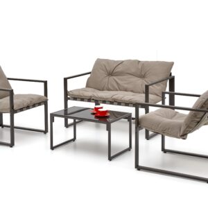 Puutarhakalusteet SHARON (sohva + 2 tuolia + kahvipöytiä), ruskea