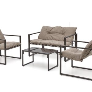 Puutarhakalusteet SHARON (sohva + 2 tuolia + kahvipöytiä), ruskea