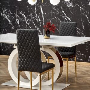 Ruokapöytä GALARDO, valkoinen / kultainen