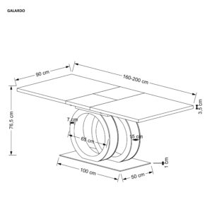 Ruokapöytä GALARDO, valkoinen / kultainen