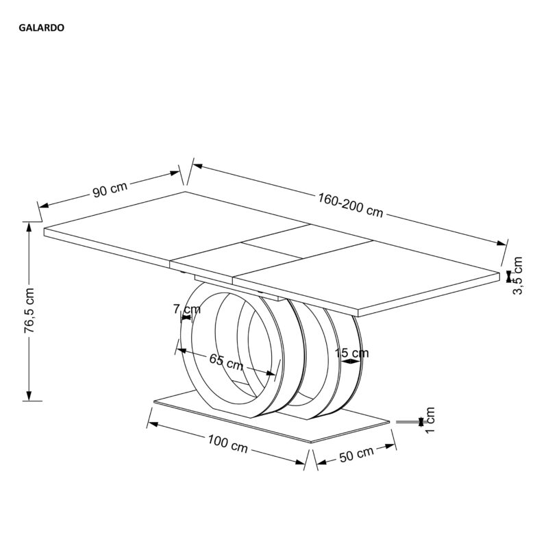 Ruokapöytä GALARDO, valkoinen / kultainen
