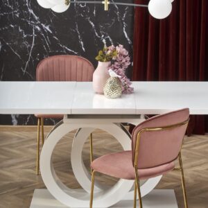 Ruokapöytä GALARDO, valkoinen / kultainen