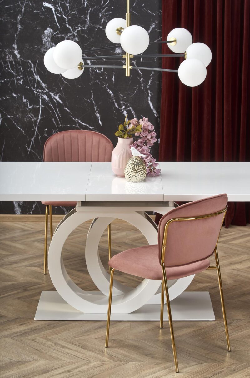 Ruokapöytä GALARDO, valkoinen / kultainen