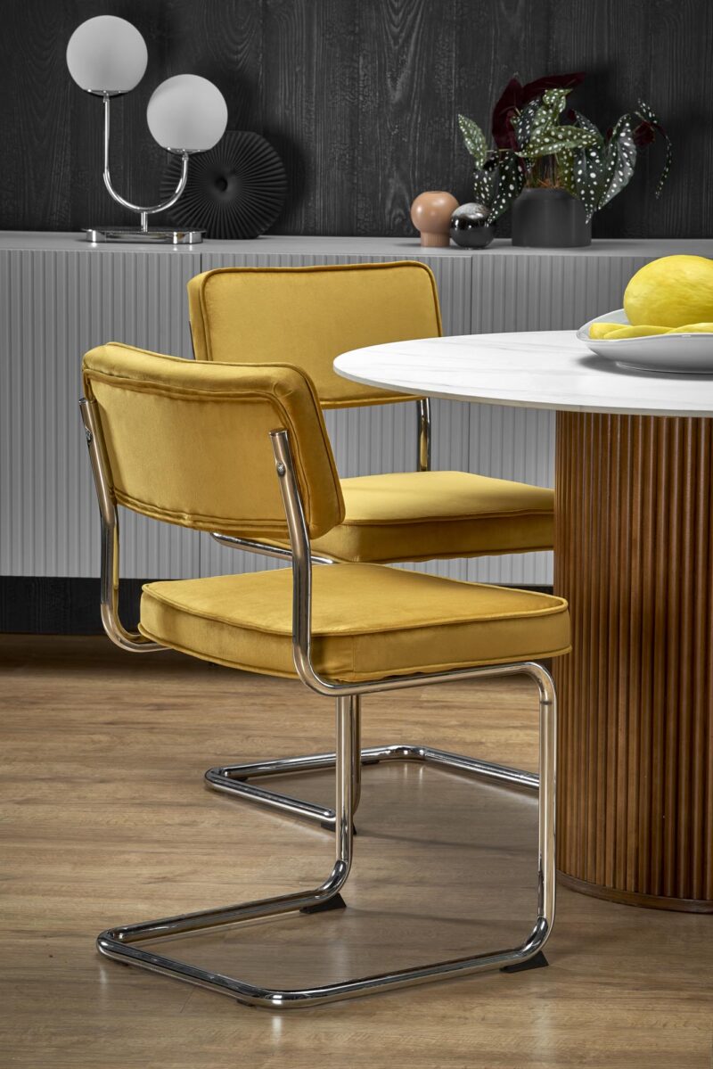 Pyöreä ruokapöytä AURVIERA, valkoinen marmor.