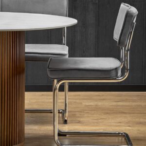 Pyöreä ruokapöytä AURVIERA, valkoinen marmor.