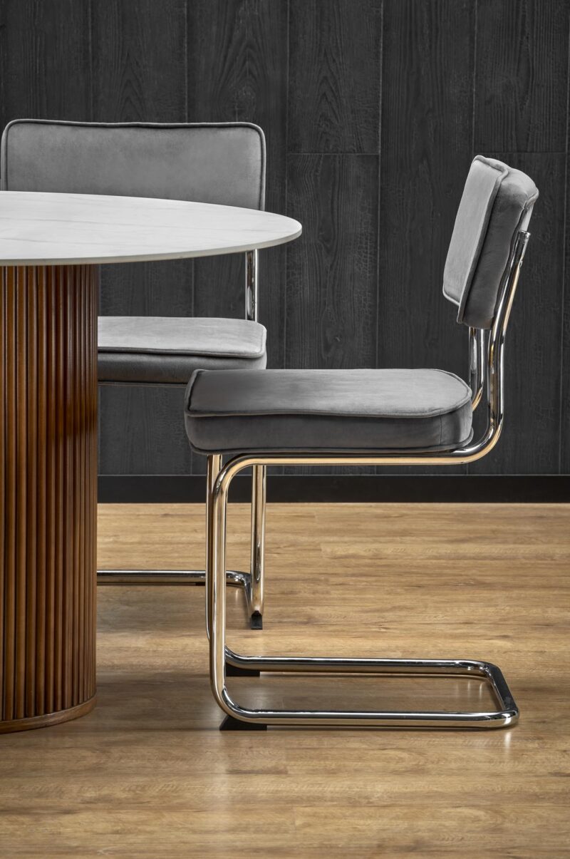 Pyöreä ruokapöytä AURVIERA, valkoinen marmor.