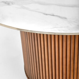 Pyöreä ruokapöytä AURVIERA, valkoinen marmor.