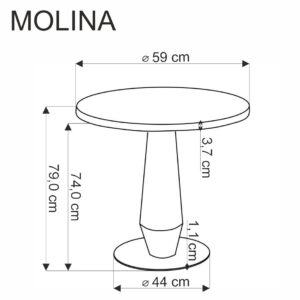 Pyöreä Ruokapöytä MOLVER, musta marmori / musta / kultainen