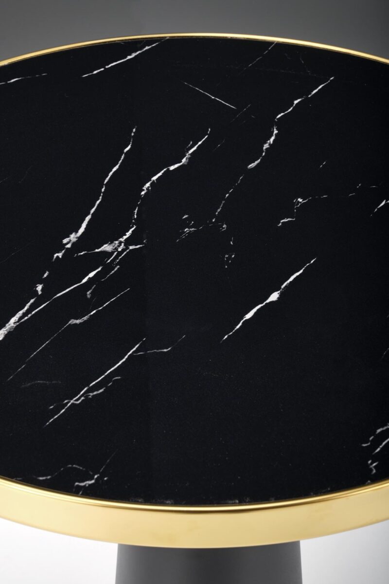 Pyöreä Ruokapöytä MOLVER, musta marmori / musta / kultainen