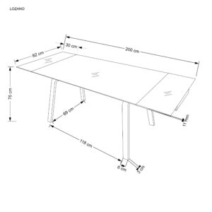 Ruokapöytä JOREN, musta marmori / pähkinäpuu